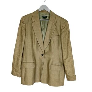 J Crew 100% linen blazer size 12P mushroom light brown color single button